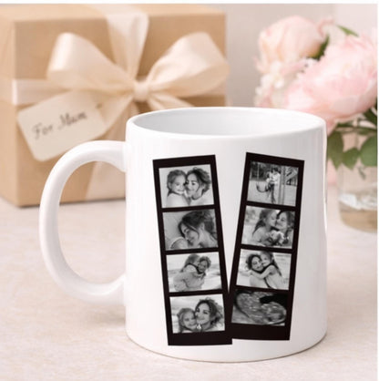 Black and White Personalised  Photo Collage Mug for Mum