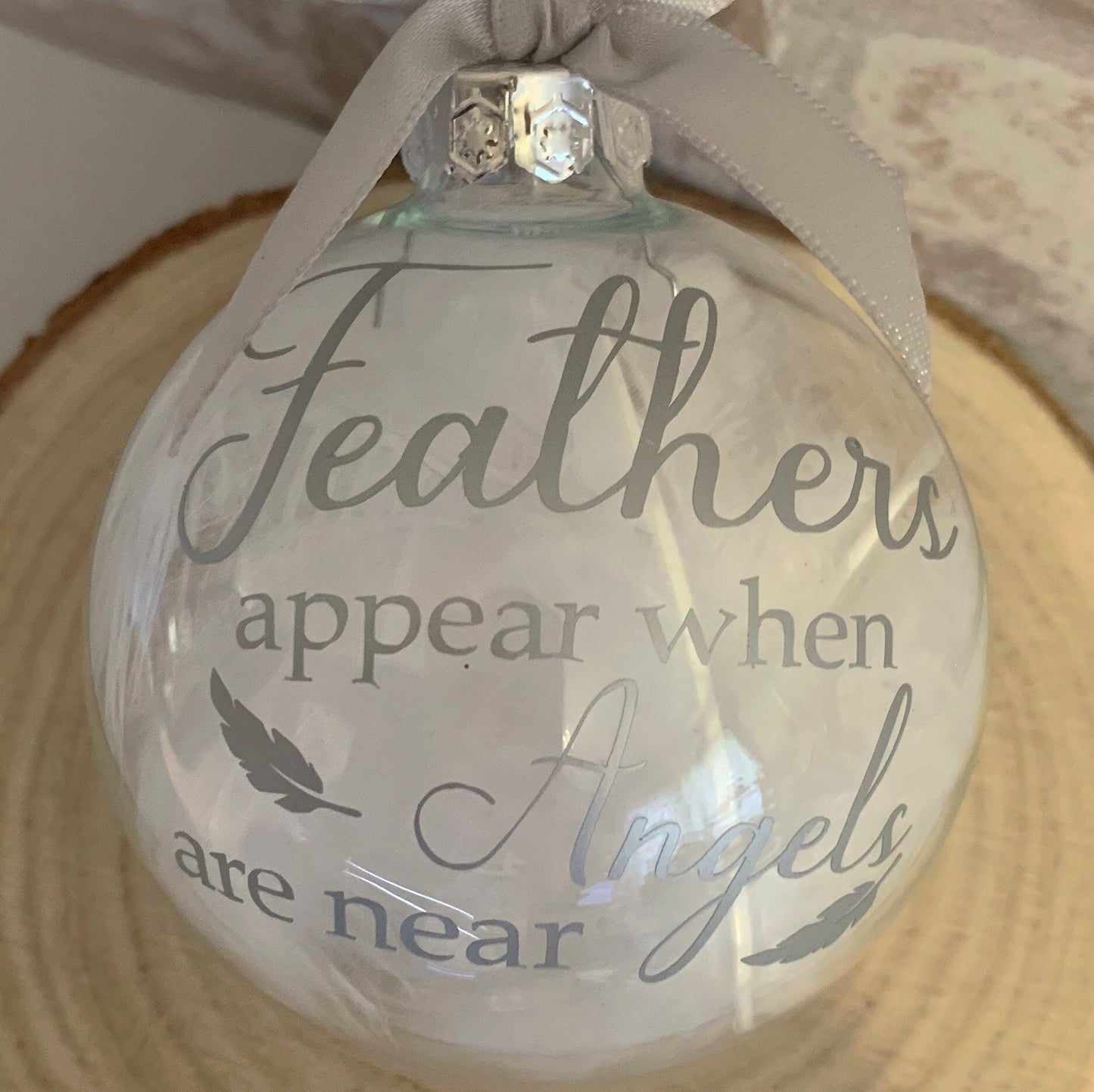 Feathers Appear Glass Christmas Bauble