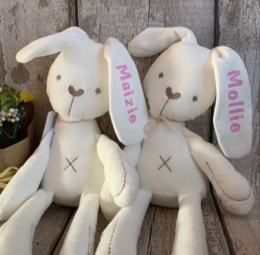 Personalised New-Born Arrival Soft White Bunny