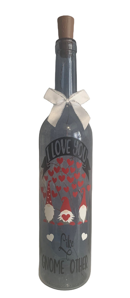 'I Love You like Gnome Other' LED Light Up Wine Bottles