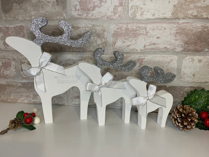 Set of Three Wooden Family Reindeers