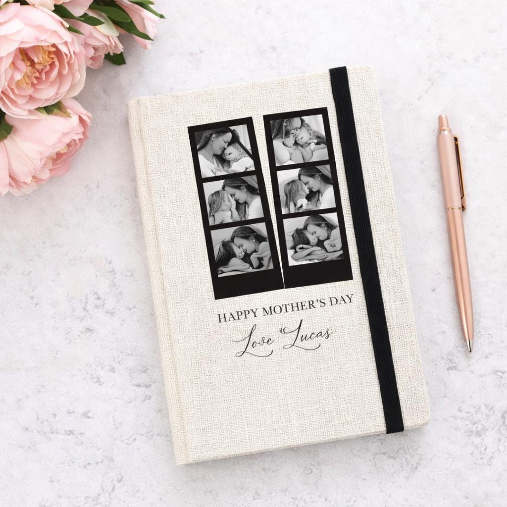 Photo Collage Linen Journal - Notebook for Mum
