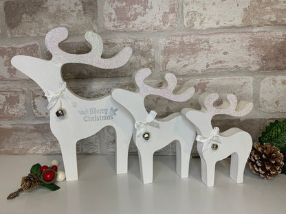 Set of Three Wooden Family Reindeers