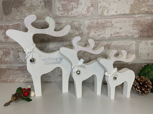 Set of Three Wooden Family Reindeers