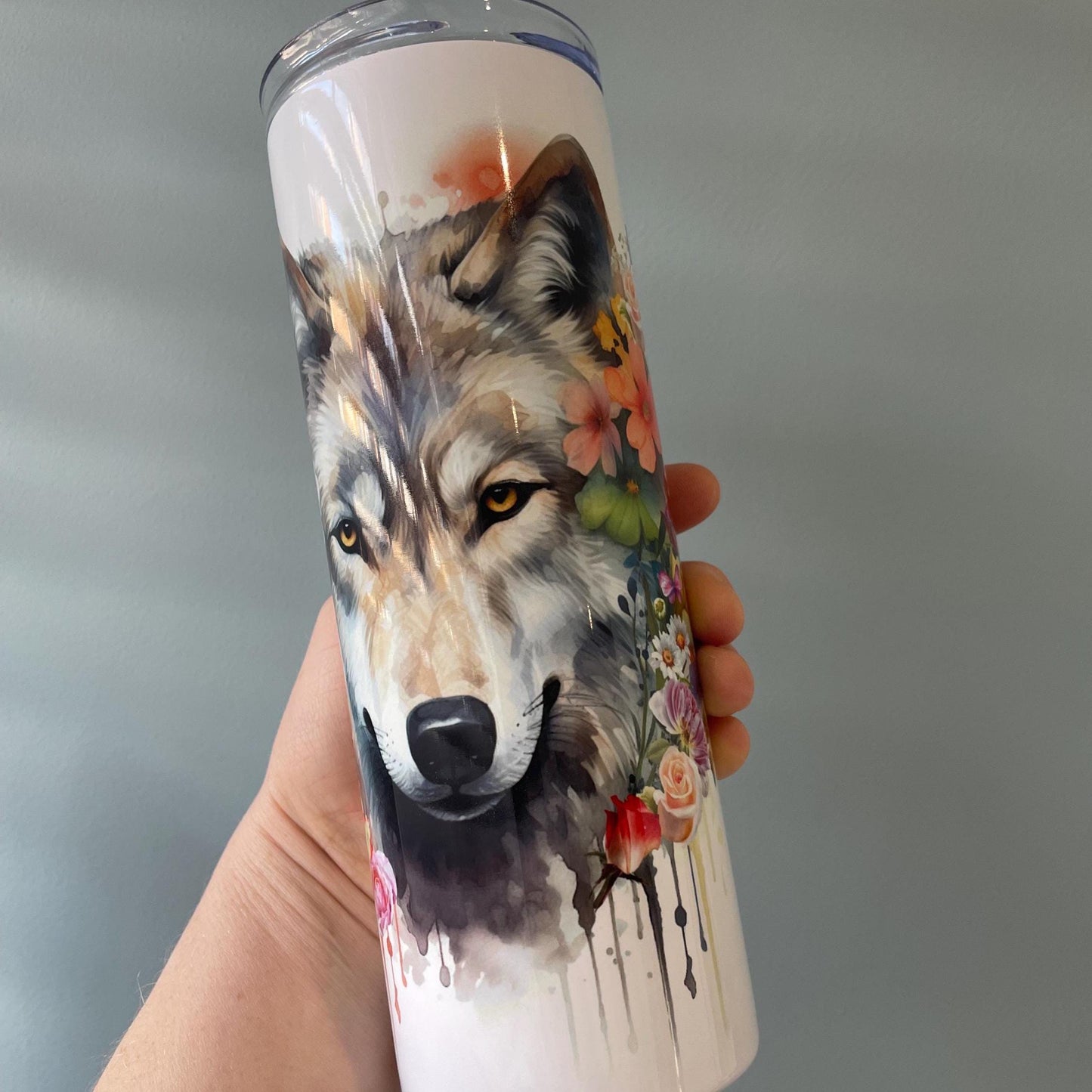 Floral Wolf Tumbler