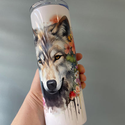 Floral Wolf Tumbler