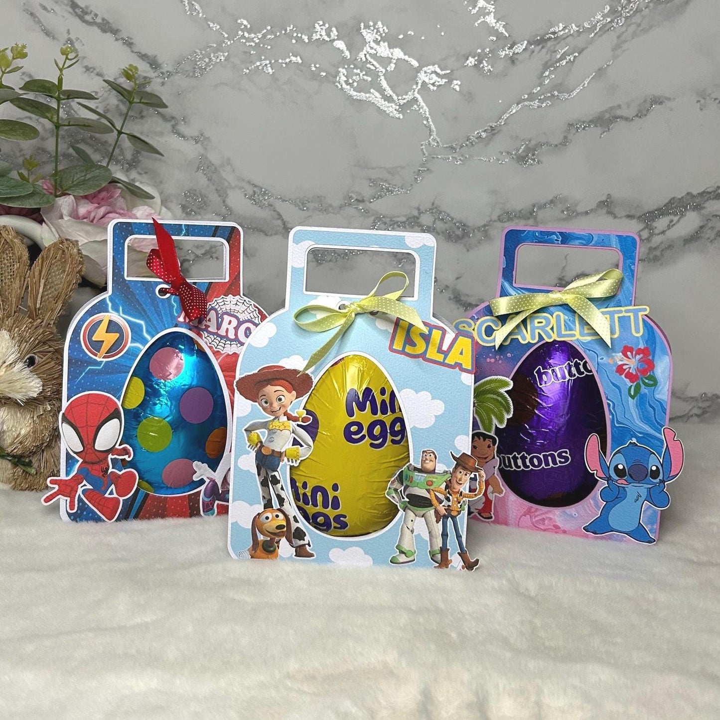 Personalised Easter Bunny Egg Holder | Kids Custom Name Easter Gift Treat Box