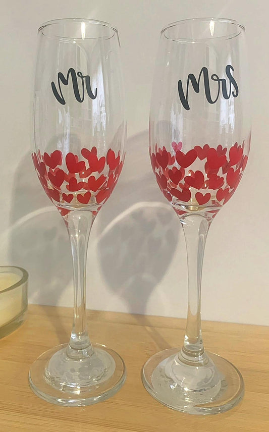 Mr & Mrs Champagne Glass Flutes