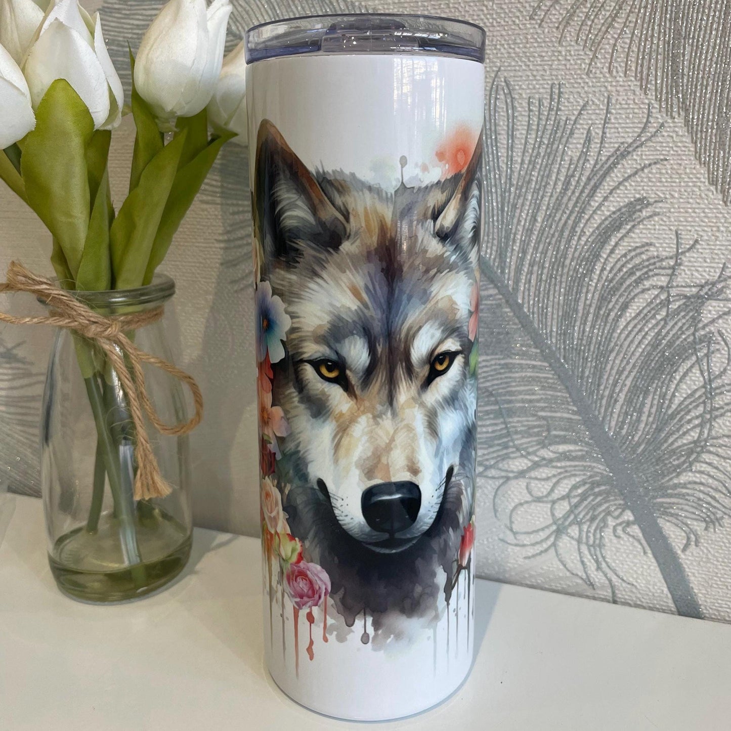 Floral Wolf Tumbler