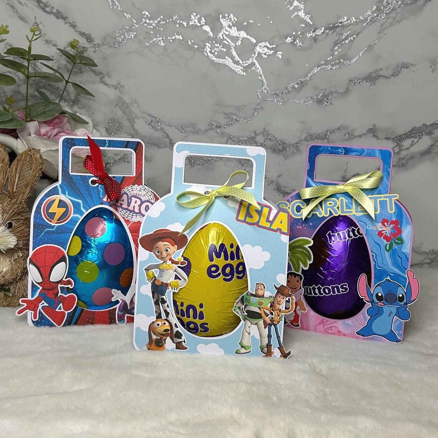 Personalised Easter Bunny Egg Holder | Kids Custom Name Easter Gift Treat Box
