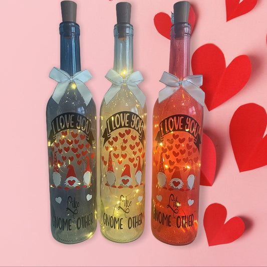 'I Love You like Gnome Other' LED Light Up Wine Bottles