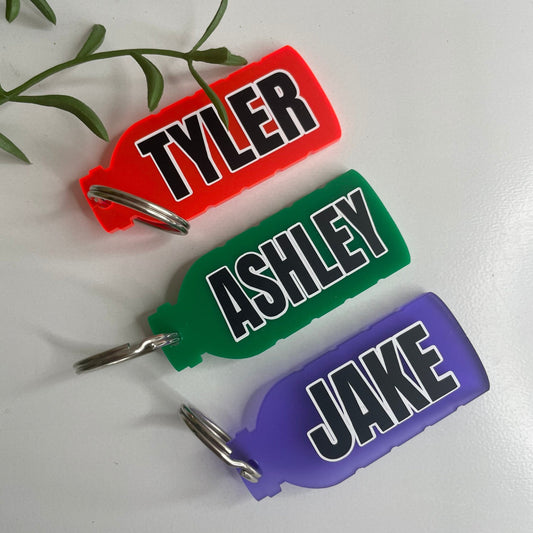 Personalised Prime Drink Bottle Keyring