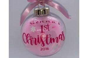 Personalised 1st Christmas Feathered Bauble
