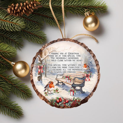 Missing You At Christmas Time Memorial Log Slice Bauble
